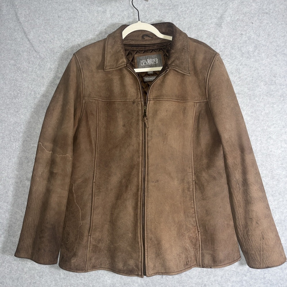 Y2K Wilsonsā Leather Brown Nubuck Patina Thinsulate Jacket Women's XL Retro 90's